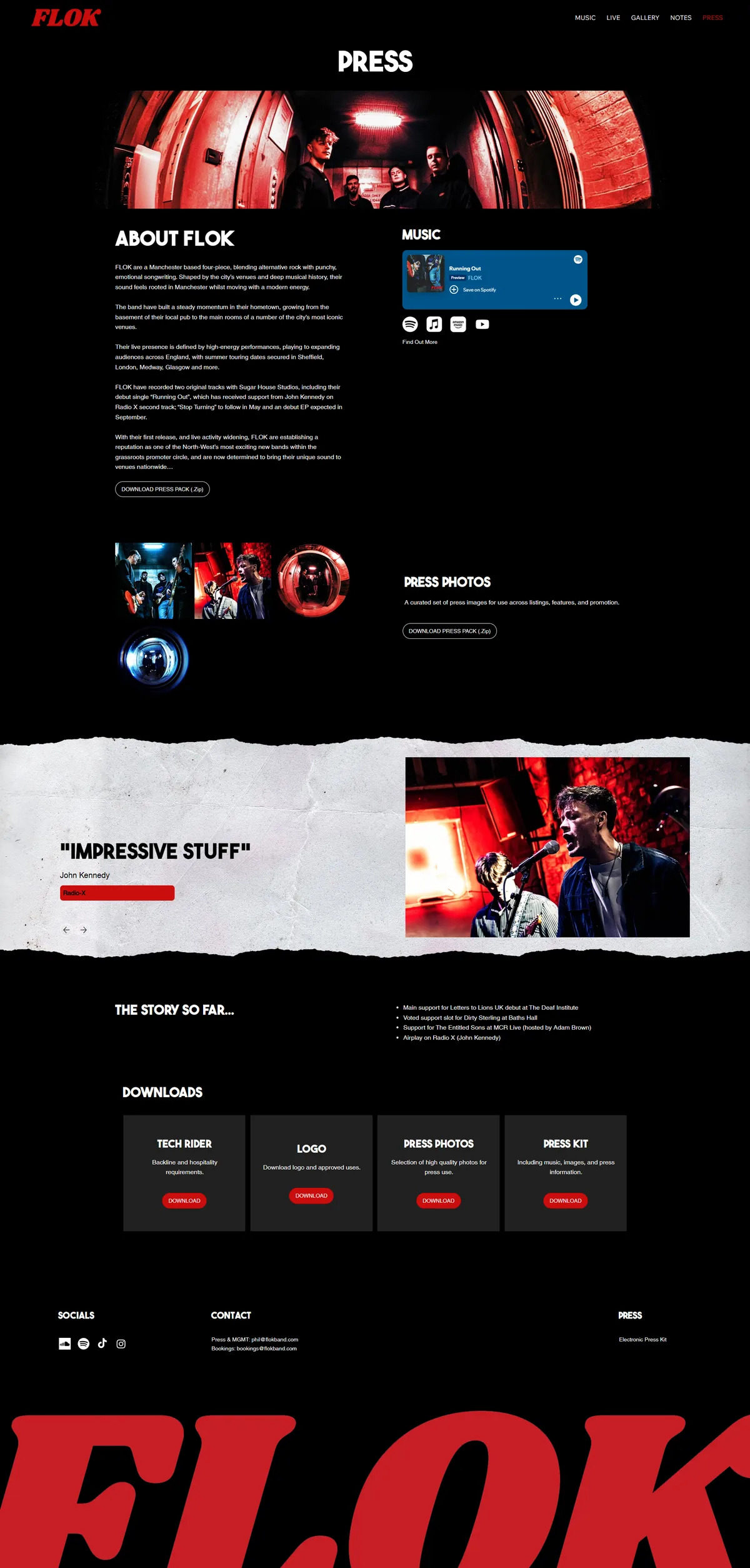 Full capture of the FLOK press page